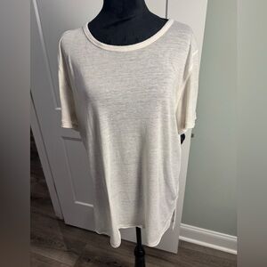 We the free free people cream raw hem scoop neck tee